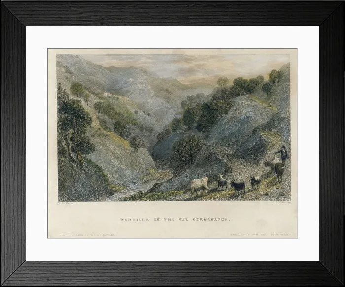 Framed Print : Alps. Shepherd in Germanasca valley, by William Brockedon. Engraving. AISA / Everett Collection**US SALES ONLY**