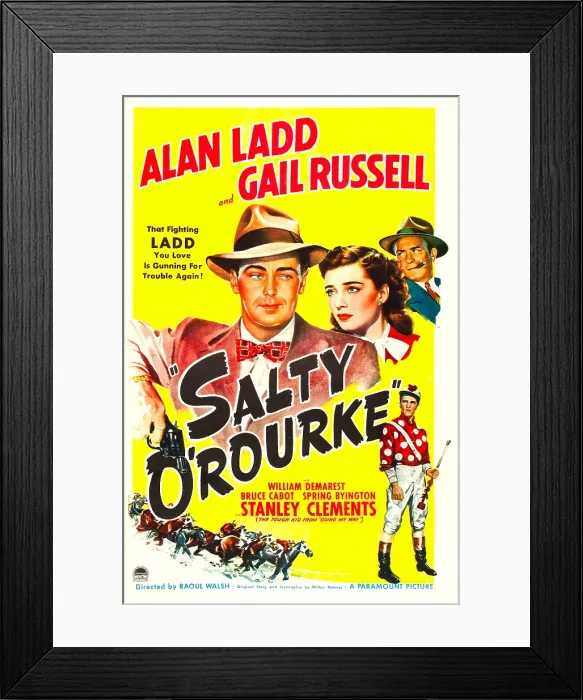 Framed Print : SALTY O'ROURKE, US poster, from left: Alan Ladd, Gail Russell, William Demarest, bottom right: Stanley Clements, 1945