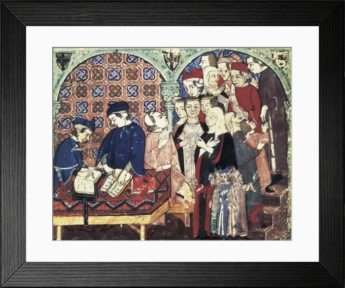Framed Print : Jewish moneylenders (14th c.). Gothic art. Miniature Painting. UNITED KINGDOM. London. The British Museum. AISA / Everett Collection**US SALES ONLY**