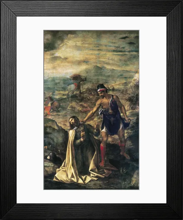 Framed Print : FERNANDEZ NAVARRETE, Juan, called 'el Mudo' (1526-1579). Slitting the Throat of Saint James. 1571. SPAIN. San Lorenzo de El Escorial