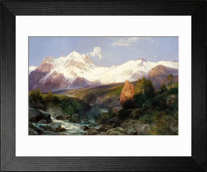 Framed Print : THE TETON RANGE, by Thomas Moran, 1897, American painting, oil on canvas. View of the Tetons mountains, located south of Yellowstone, Morans favorite region to paint