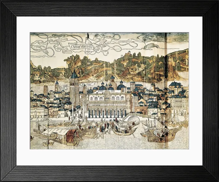 Framed Print : Venice. Picture from the book 'Journey to Holy Land' by Bernhard von Breydenbach. Engraving. AISA / Everett Collection**US SALES ONLY**