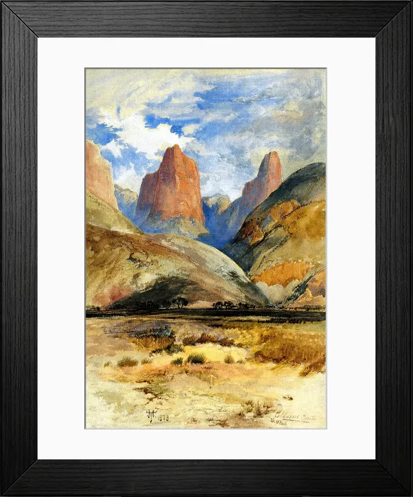 Framed Print : COLBURN BUTTE, SOUTH UTAH, by Thomas Moran, 1873, American watercolor painting Framed Print : COLBURN BUTTE, SOUTH UTAH, by Thomas Moran, 1873, American watercolor painting