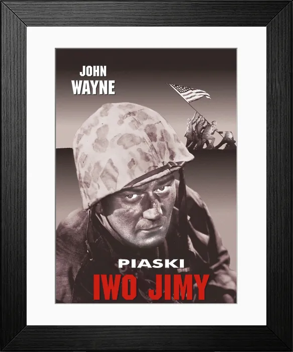 Framed Print : SANDS OF IWO JIMA, (aka IWO JIMY), John Wayne on Polish poster art, 1949