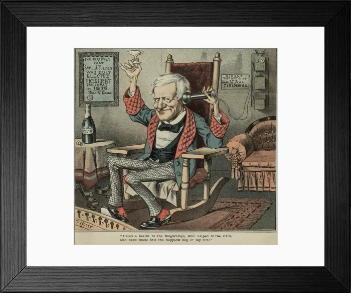 Framed Print : Democrat Samuel Tilden, winner of the popular vote in the 1876 election, toasting the Mugwumps