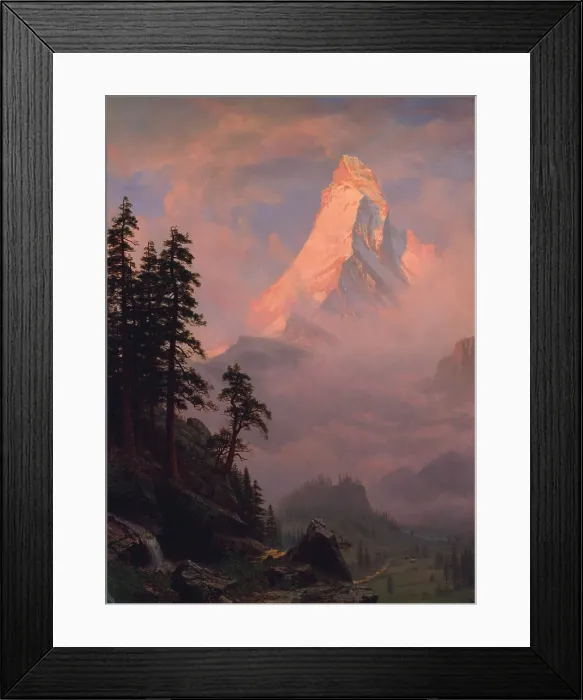 Framed Print : SUNRISE ON THE MATTERHORN, by Albert Bierstadt, c. 1875-90, American painting, oil on canvas