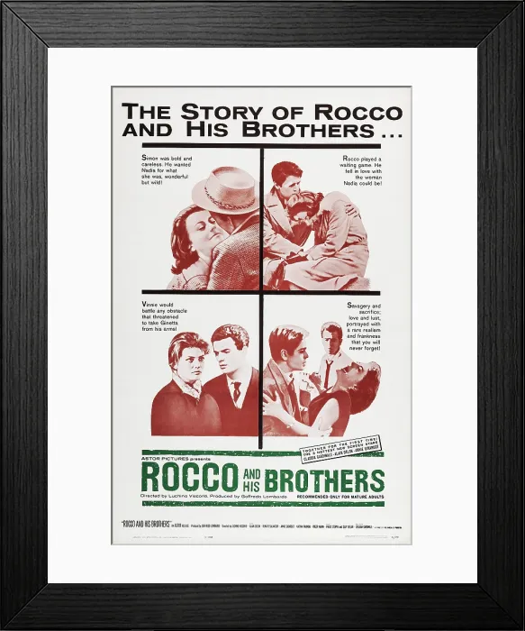 Framed Print : ROCCO AND HIS BROTHERS, (aka: ROCCO E I SUOI FRATELLI), US poster art, 1960 Framed Print : ROCCO AND HIS BROTHERS, (aka: ROCCO E I SUOI FRATELLI), US poster art, 1960