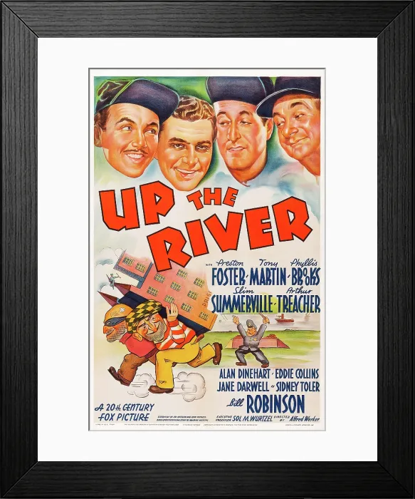 Framed Print : UP THE RIVER, US poster art, top from left: Preston Foster, Tony Martin, Arthur Treacher, Slim Summerville, 1938, TM & Copyright 20th Century Fox Film Corp