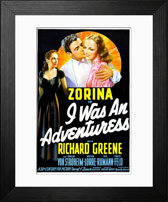Framed Print : I WAS AN ADVENTURESS, US poster, from left: Vera Zorina, Richard Greene, Vera Zorina, 1940. 20th Century Fox, TM & Copyright / courtesy Everett Collection Framed Print : I WAS AN ADVENTURESS, US poster, from left: Vera Zorina, Richard Greene, Vera Zorina, 1940. 20th Century Fox, TM & Copyright / courtesy Everett Collection
