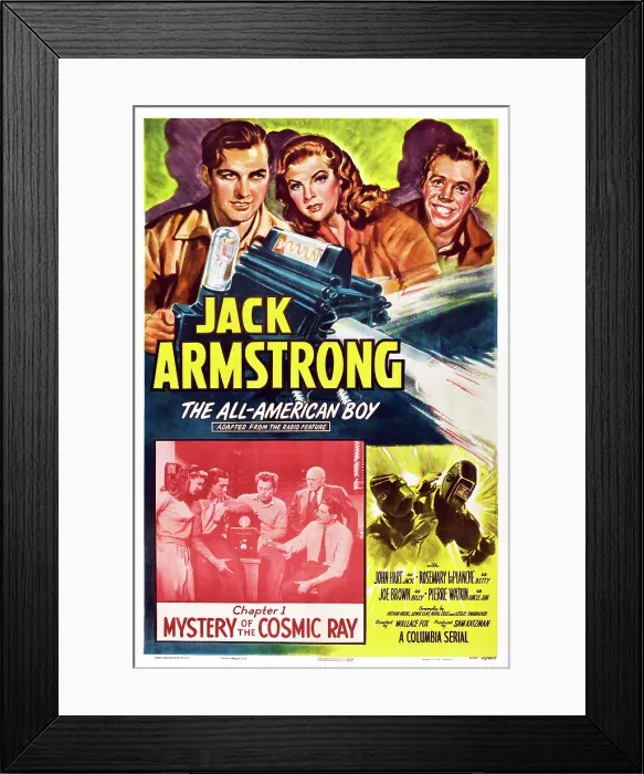 Framed Print : JACK ARMSTRONG, US poster, top from left: John Hart, Rosemary La Planche, Joe Brown Jr. 1947