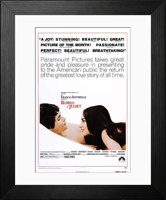 Framed Print : ROMEO AND JULIET, US poster, from left: Leonard Whiting, Olivia Hussey, 1968