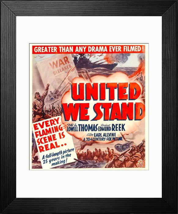 Framed Print : UNITED WE STAND, window card, 1942, TM and Copyright 20th Century Fox Film Corp. All rights reserved. / courtesy Everett Collection Framed Print : UNITED WE STAND, window card, 1942, TM and Copyright 20th Century Fox Film Corp. All rights reserved. / courtesy Everett Collection