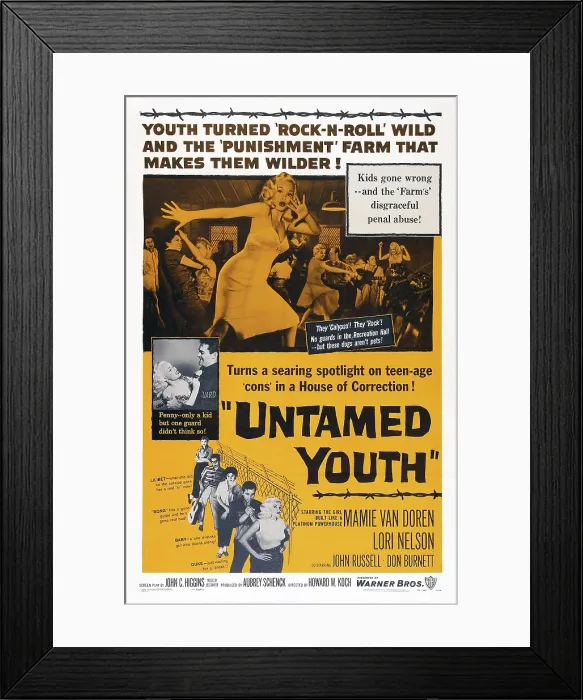 Framed Print : UNTAMED YOUTH, top center: Mamie Van Doren, center l-r: Mamie Van Doren, John Russell, bottom l-r: Jeanne Carmen, Eddie Cochran, Yvonne Fedderson, Wayne Taylor