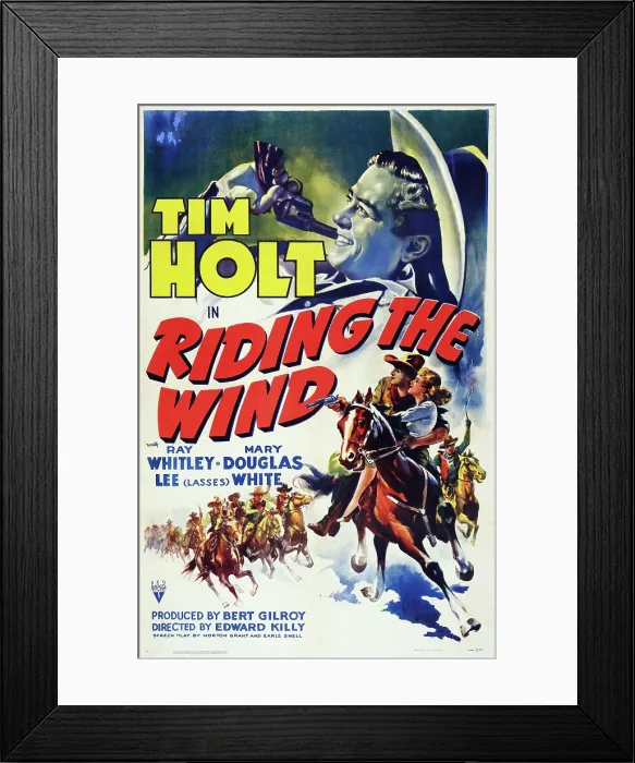 Framed Print : RIDING THE WIND, US poster art, Tim Holt, 1942