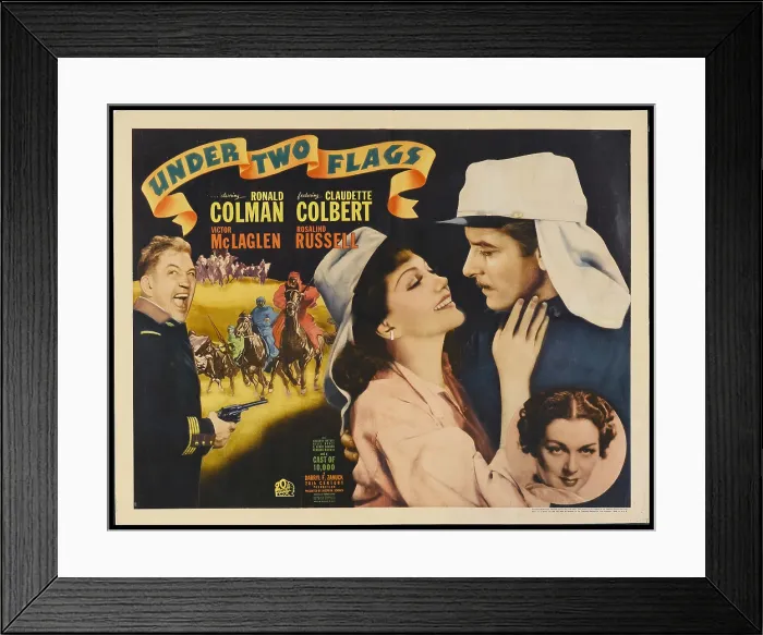 Framed Print : UNDER TWO FLAGS, from left: Victor McLaglen, Claudette Colbert, Ronald Colman, Rosalind Russell, 1936, TM and Copyright 20th Century Fox Film Corp