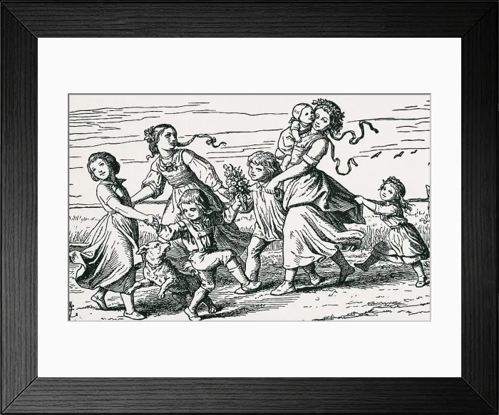 Framed Print : RICHTER, Ludwig (1803-1884). Hochland. s.XIX. Illustration of 'Hochland', by Paul Hakenholz. Edition made in Hannover (1910). Romanticism. Engraving