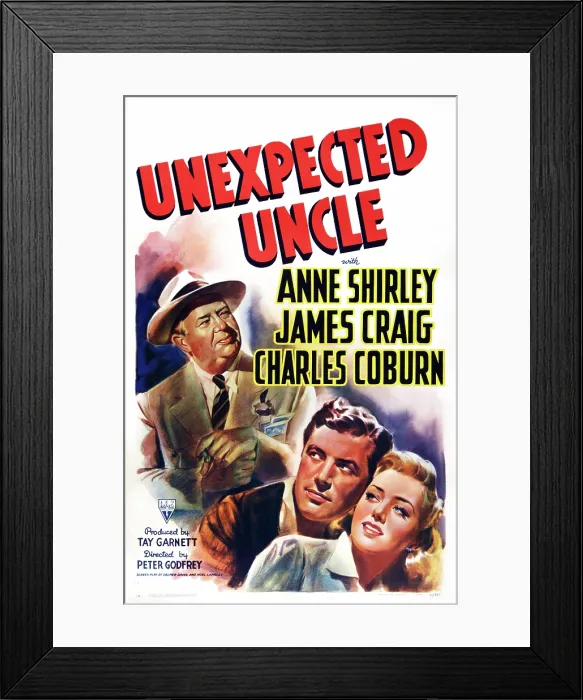 Framed Print : UNEXPECTED UNCLE, poster art, l-r: Charles Coburn, James Craig, Anne Shirley, 1941