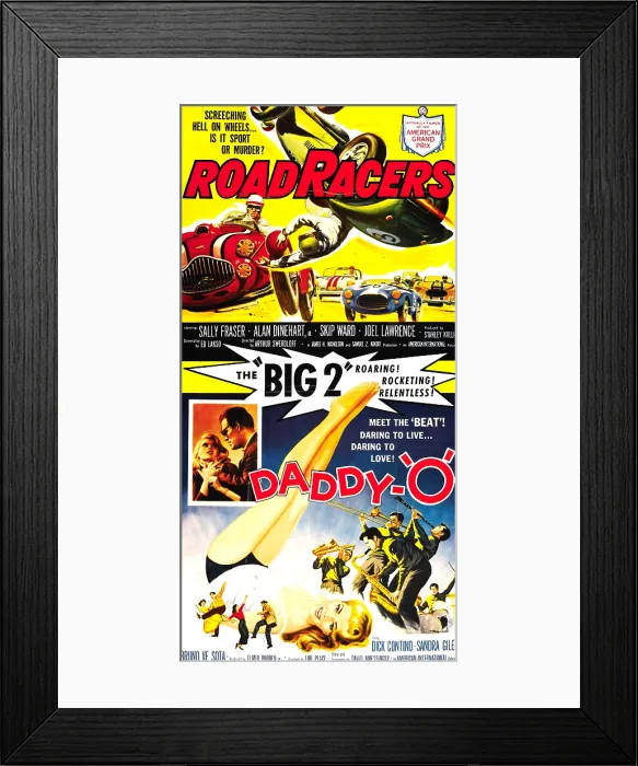 Framed Print : ROADRACERS, double bill poster art with title Daddy-O, 1959 Framed Print : ROADRACERS, double bill poster art with title Daddy-O, 1959
