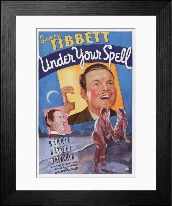 Framed Print : UNDER YOUR SPELL, top l-r: Arthur Treacher, Lawrence Tibbett, bottom l-r: Lawrence Tibbett, Wendy Barrie on poster art, 1936, TM and Copyright 20th Century Fox Film Corp Framed Print : UNDER YOUR SPELL, top l-r: Arthur Treacher, Lawrence Tibbett, bottom l-r: Lawrence Tibbett, Wendy Barrie on poster art, 1936, TM and Copyright 20th Century Fox Film Corp