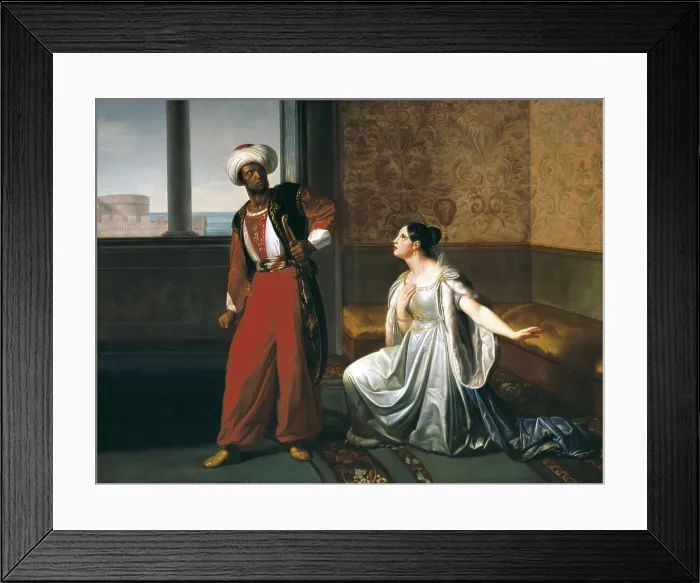 Framed Print : SABATELLI, Gaetano (1842-1893). Otello and Desdemona. 2nd half 19th c. Depiction of Shakespeare's tragedy. Oil on canvas. ITALY. Milan