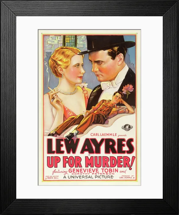 Framed Print : UP FOR MURDER, top from left on US poster art: Genevieve Tobin, Lew Ayres; bottom: Lew Ayres, 1931