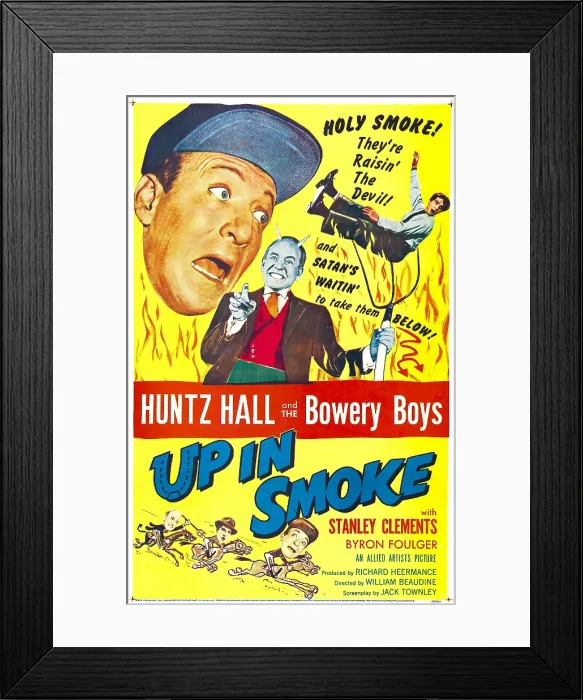 Framed Print : UP IN SMOKE, US poster, from left: Huntz Hall, Byron Foulger, Stanley Clements, 1957