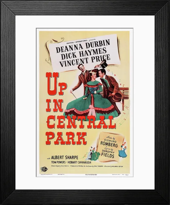 Framed Print : UP IN CENTRAL PARK, US poster art, top, from left: Vincent Price, Deanna Durbin, Dick Haymes, 1948