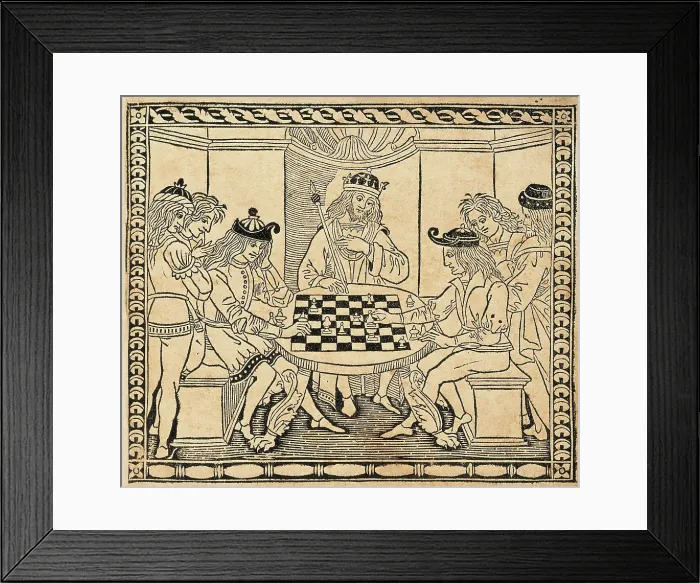 Framed Print : 'The Game of Chess' by Jacobus de Cessolis (15th c.). Engraving. AISA / Everett Collection**US SALES ONLY** Framed Print : 'The Game of Chess' by Jacobus de Cessolis (15th c.). Engraving. AISA / Everett Collection**US SALES ONLY**