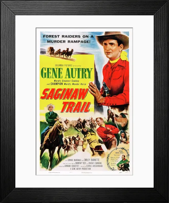 Framed Print : SAGINAW TRAIL, US poster, Gene Autry (top right), 1953