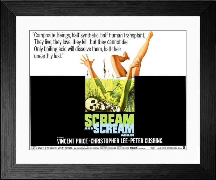 Framed Print : SCREAM AND SCREAM AGAIN, half-sheet poster art, 1970