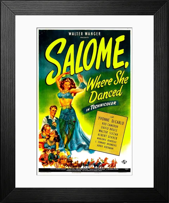 Framed Print : SALOME, WHERE SHE DANCED, US poster, Yvonne De Carlo, Rod Cameron, David Bruce, 1945