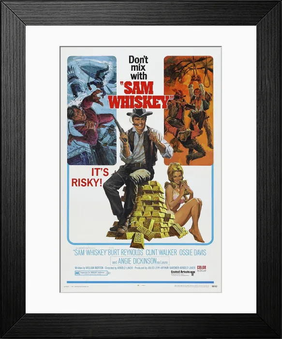 Framed Print : SAM WHISKEY, l-r: Burt Reynolds, Angie Dickinson on poster art, 1969