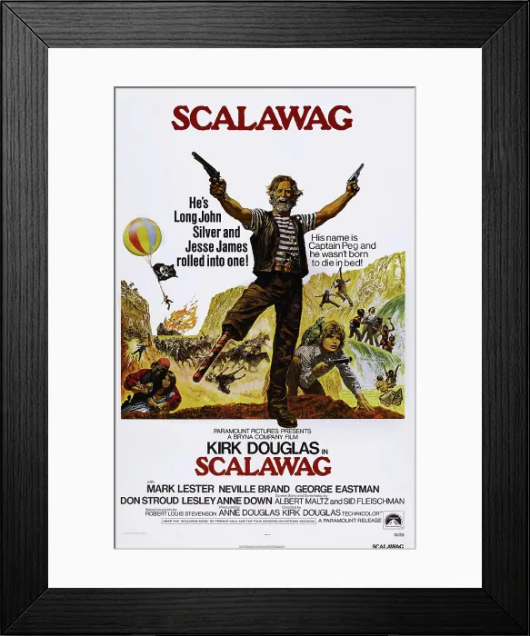 Framed Print : SCALAWAG, US poster, Kir Douglas (center), Mark Lester (right), 1973 Framed Print : SCALAWAG, US poster, Kir Douglas (center), Mark Lester (right), 1973