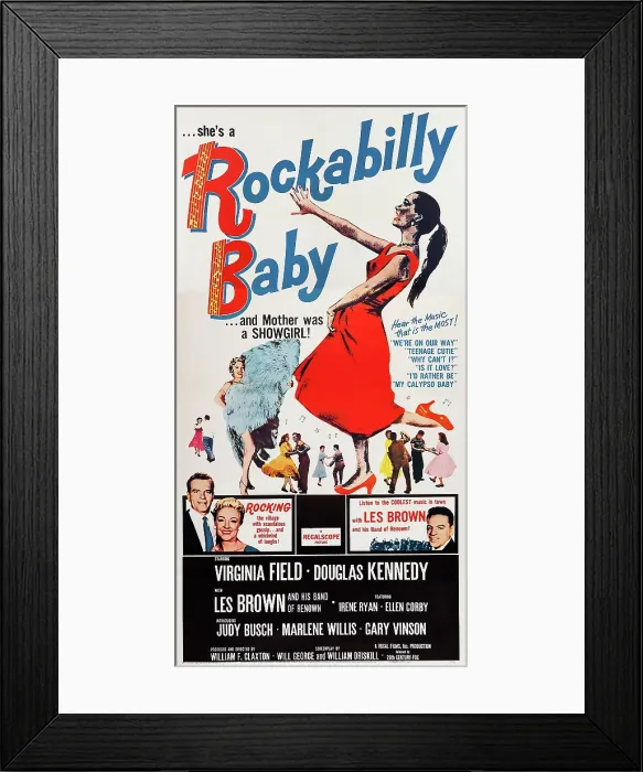 Framed Print : ROCKABILLY BABY, US poster, bottom from left: Douglas Kennedy, Virginia Field, Les Brown, 1957, TM & Copyright 20th Century Fox Film Corp. / courtesy Everett Collection