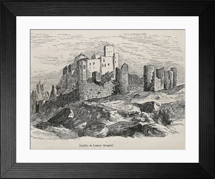 Framed Print : Loarre. Romanesque castle. Engraving. SPAIN. Zaragoza. Academia General Militar (General Military Academy). AISA / Everett Collection**US SALES ONLY**