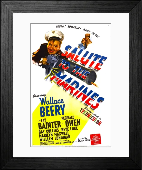 Framed Print : SALUTE TO THE MARINES, US poster, Wallace Beery, Marilyn Maxwell, William Lundigan, 1943