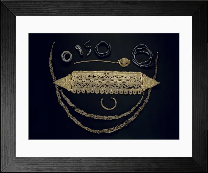 Framed Print : Gold and silver personal ornaments. 4th c. BC. Hellenistic art. Jewelry. SPAIN. Madrid. National Museum of Archaeology. Proc: SPAIN. Xbia. AISA / Everett Collection**US SALES ONLY**
