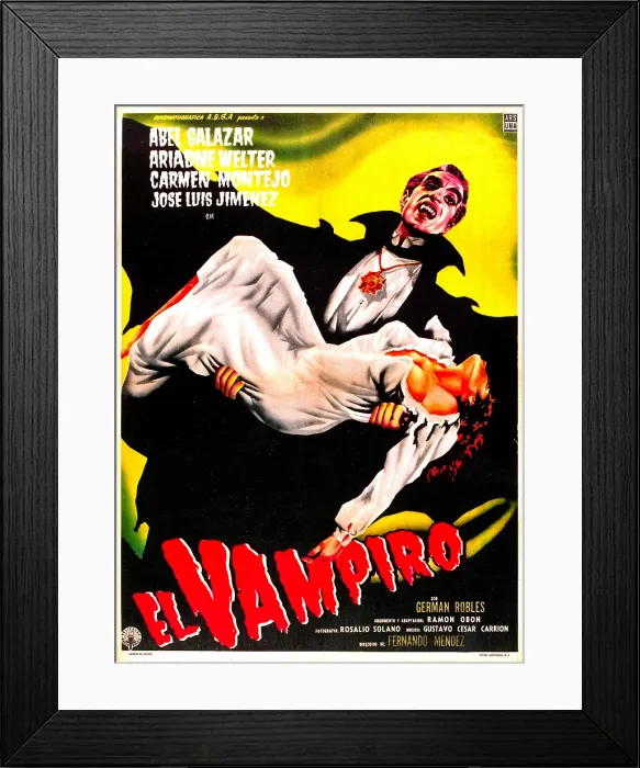 Framed Print : THE VAMPIRE, (aka EL VAMPIRO), Spanish language poster, Abel Salazar, 1957