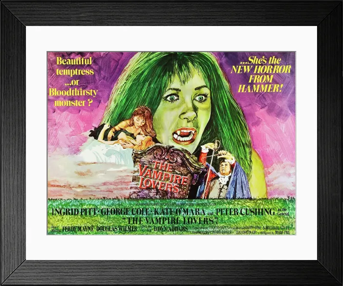 Framed Print : THE VAMPIRE LOVERS, UK poster art, Ingrid Pitt, 1970