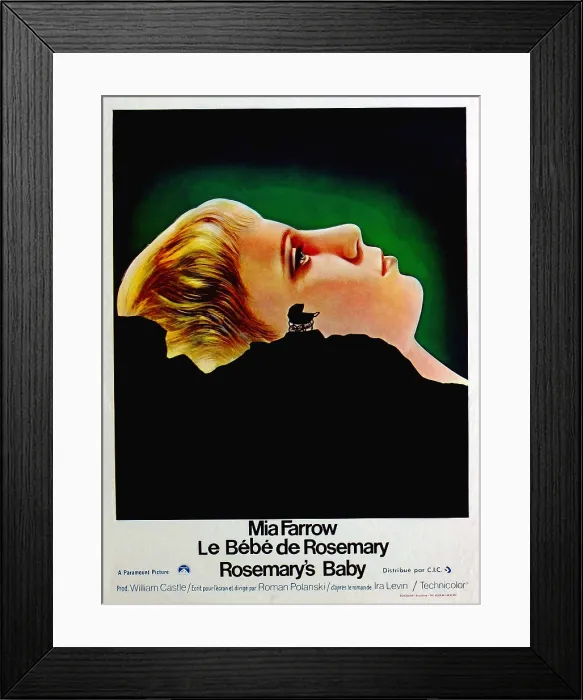 Framed Print : ROSEMARY'S BABY, (aka LE BEBE DE ROSEMARY), French poster art, Mia Farrow, 1968 Framed Print : ROSEMARY'S BABY, (aka LE BEBE DE ROSEMARY), French poster art, Mia Farrow, 1968