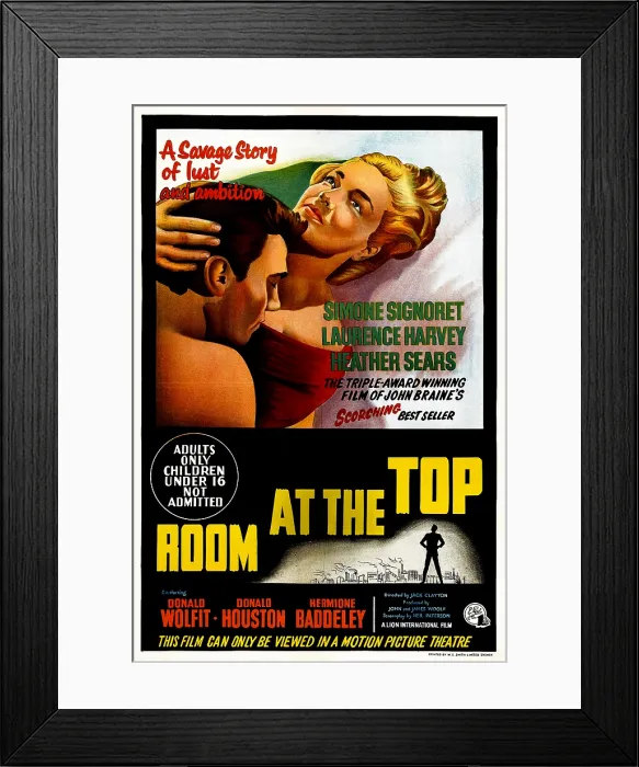 Framed Print : ROOM AT THE TOP, Australian poster, from left: Laurence Harvey, Simone Signoret, 1959