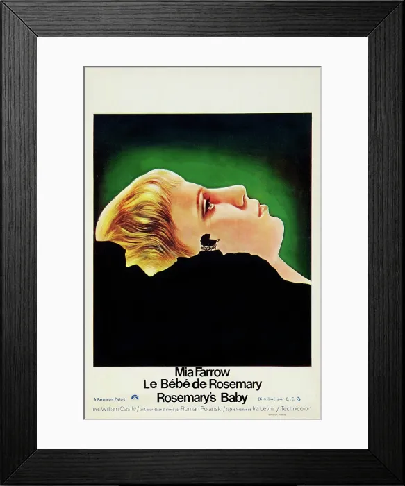 Framed Print : ROSEMARY'S BABY, (aka LA BEBE DE ROSEMARY), Belgian poster art, Mia Farrow, 1968