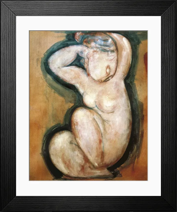 Framed Print : MODIGLIANI, Amedeo (1884-1920). Caryatid. 1913-1914. Oil on cardboard. Oil. FRANCE. Paris Framed Print : MODIGLIANI, Amedeo (1884-1920). Caryatid. 1913-1914. Oil on cardboard. Oil. FRANCE. Paris