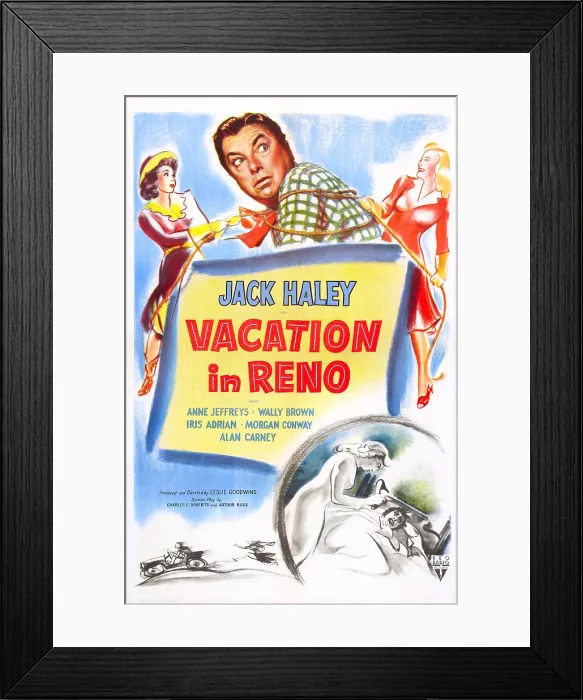 Framed Print : VACATION IN RENO, US poster, from left: Iris Adrian, Jack Haley, Anne Jeffreys, 1946