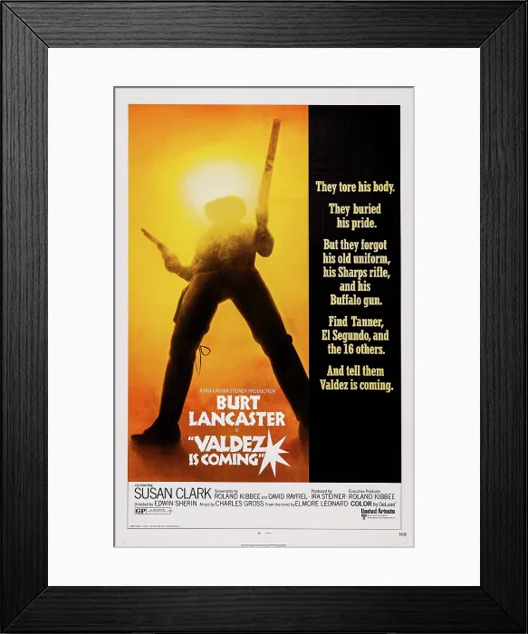 Framed Print : VALDEZ IS COMING, US poster art, Burt Lancaster, 1971