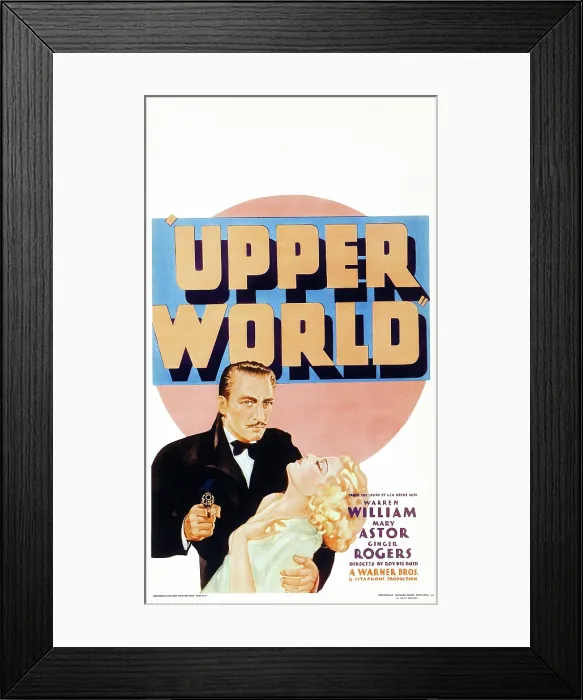 Framed Print : UPPERWORLD, from left: Warren William, Ginger Rogers on midget window card, 1934