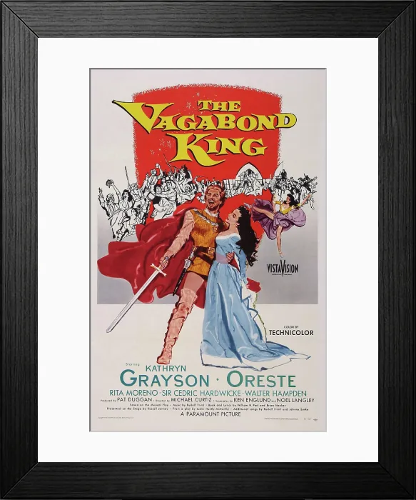Framed Print : THE VAGABOND KING, US poster art, from left: Oreste Kirkop, Kathryn Grayson, 1956 Framed Print : THE VAGABOND KING, US poster art, from left: Oreste Kirkop, Kathryn Grayson, 1956