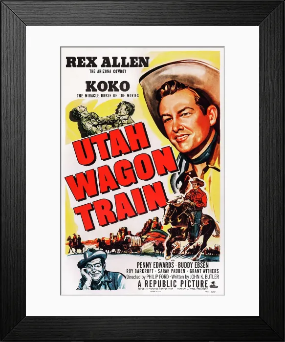 Framed Print : UTAH WAGON TRAIN, US poster art, top right: Rex Allen, 1951