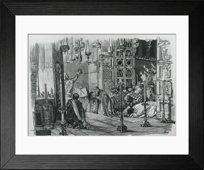 Framed Print : CHARLEMAGNE or CHARLES I (742-814). Coronation of Charlemagne as Holy Roman Emperor (800). Engraving. AISA / Everett Collection**US SALES ONLY**