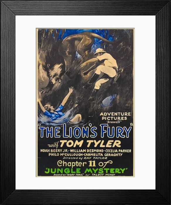 Framed Print : JUNGLE MYSTERY, from left: Cecilia Parker, Tom Tyler in Chapter 11: The Lion's Fury, 1932